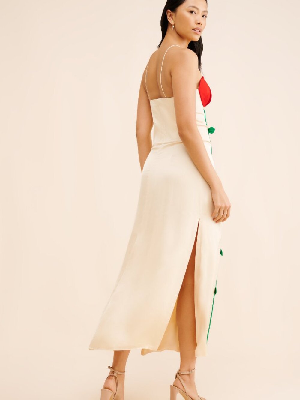 FARM Rio Rose Detailed Sleeveless Satin Maxi Dress Size Small NWT - Picture 5 of 10